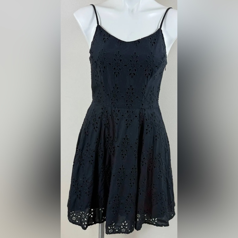 Old Navy Black Strapless Eyelet Fit-and-Flare Dress